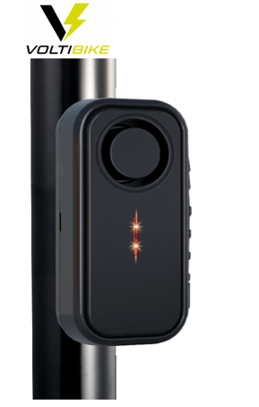 Alarma antirrobo KS-SF06R instalada en el cuadro de una bicicleta