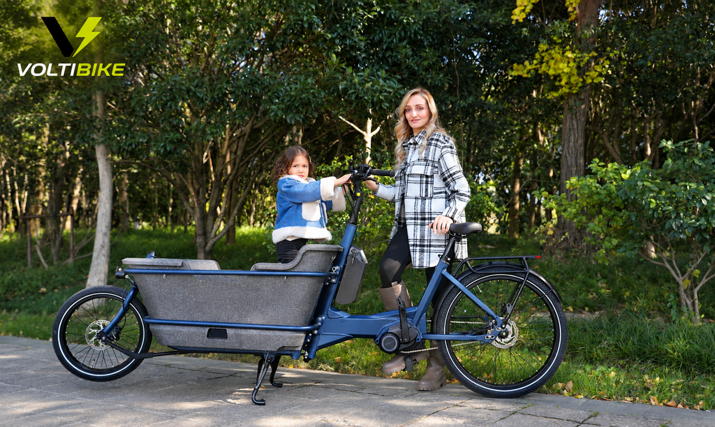 Bicicleta eléctrica cargo familiar AT006 Voltibike para transporte familiar