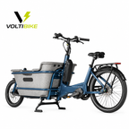 Bicicleta eléctrica cargo familiar AT006 Voltibike en vista diagonal