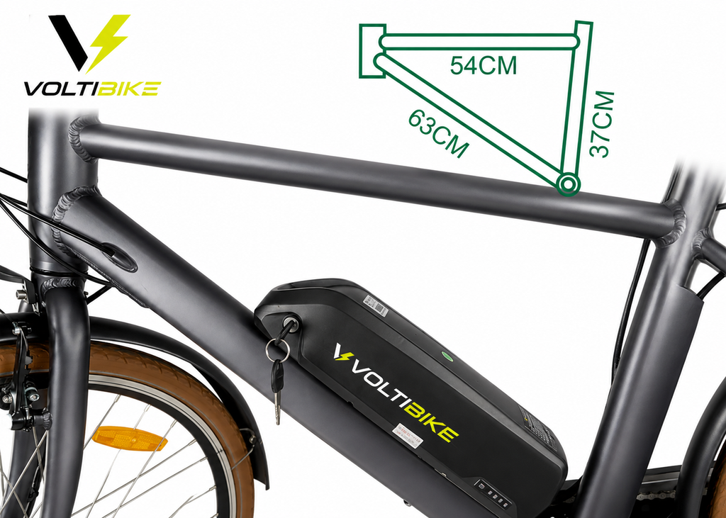 Medidas de referencia para instalar batería 48V Voltibike en el cuadro de bicicleta