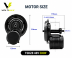 Dimensiones del motor central TSDZ8 48V 500W Voltibike